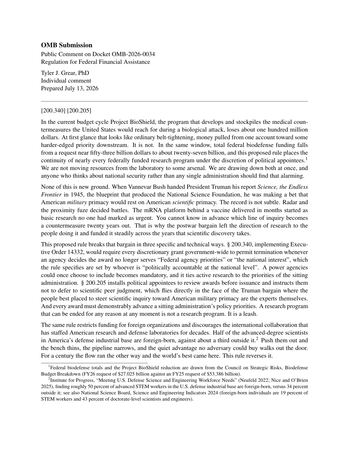 OMB-2026-0034 public comment page 1 of 2